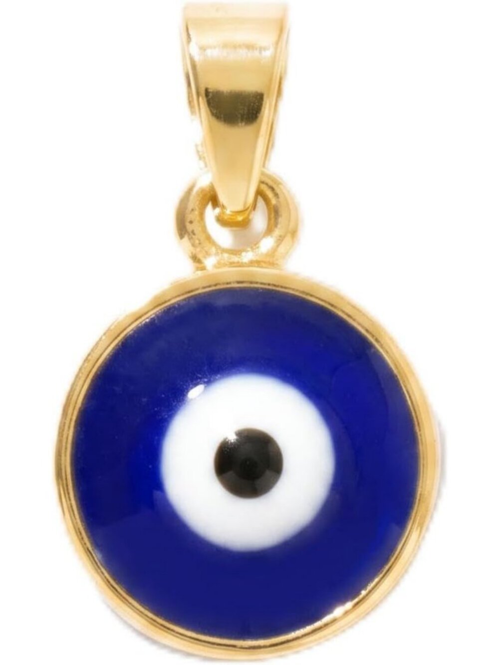 Dainty Navy Blue Evil Eye Charm Pendant Necklace in 14K Solid Gold for Women
